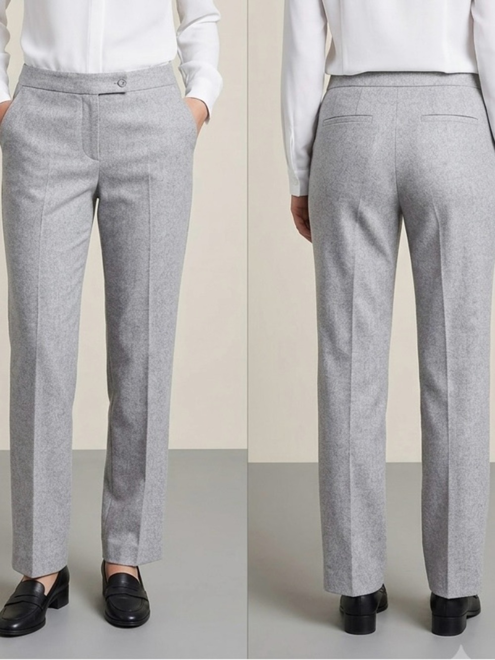 Kasper Tailored Straight-Leg Trousers in Light -Medium Gray